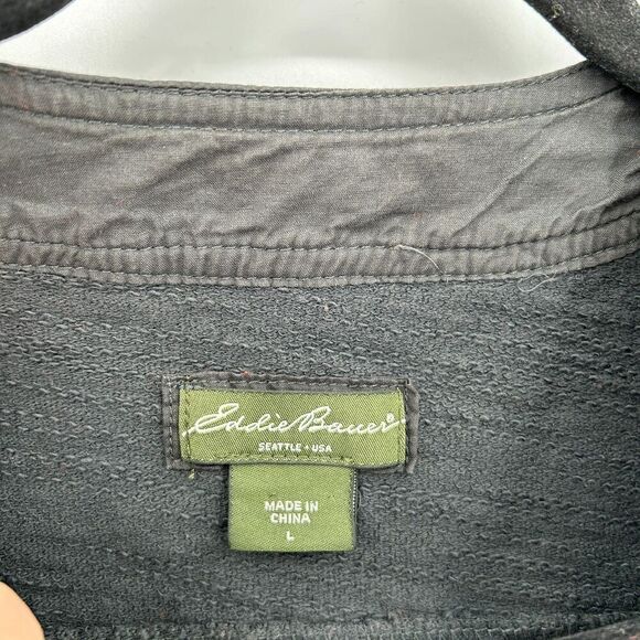 EDDIE BAUER Women's Gray Exposed Seams Button Up Cardigan Sweater Size Large - Picture 6 of 7